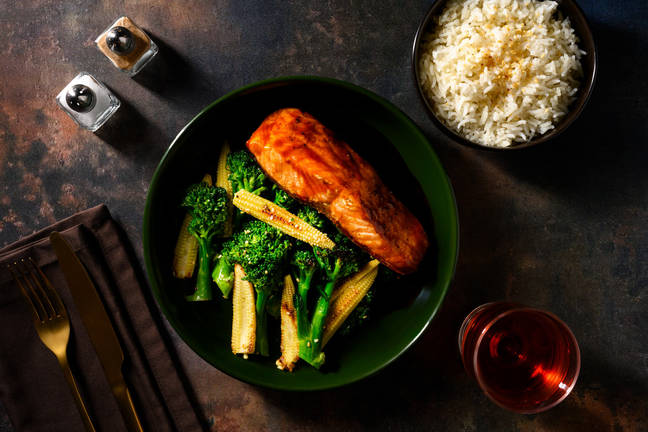 Teriyaki Glazed Salmon on Garlic Rice