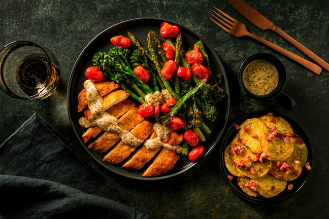 Parmigiano Reggiano Crumbed Chicken Schnitzel and Premium Tomatoes