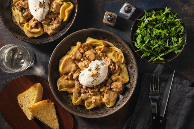 Ultimate Burrata Topped Truffle Mushroom Tortelloni 