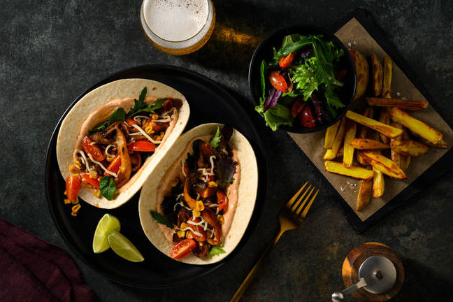 Meat-Free Chicken and Charred Corn Veggie Tacos