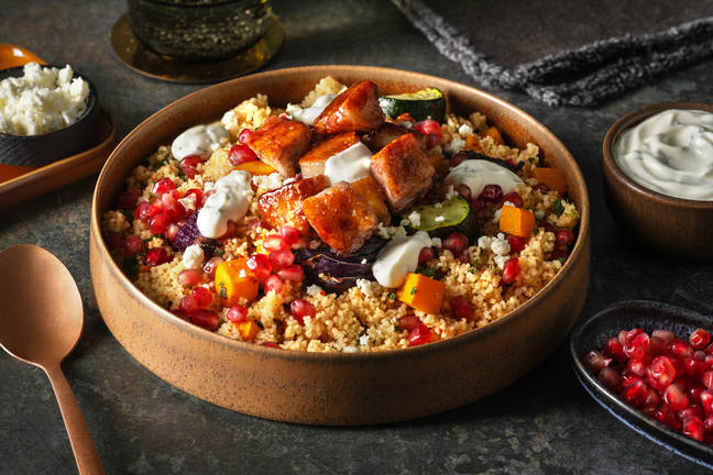 Pomegranate Glazed Halloumi and Butternut Salad