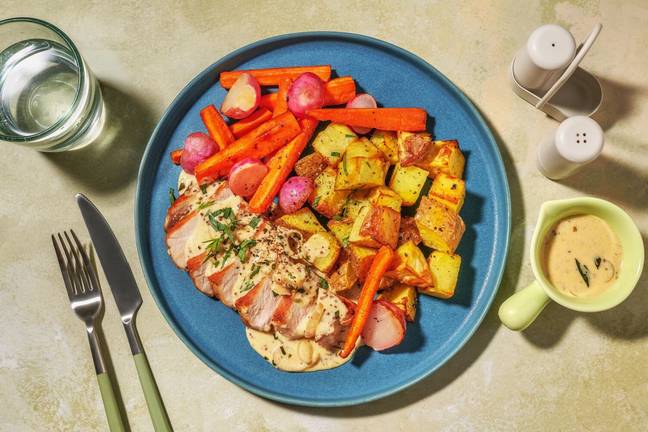 Pan-Fried Pork Steak and Mustard Tarragon Sauce