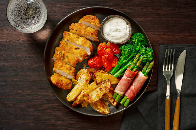 Paprika Pork Schnitzel & Serrano Wrapped Asparagus