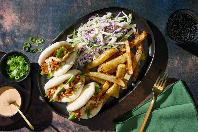 Teriyaki Pulled Pork Bao and Spiced Chips