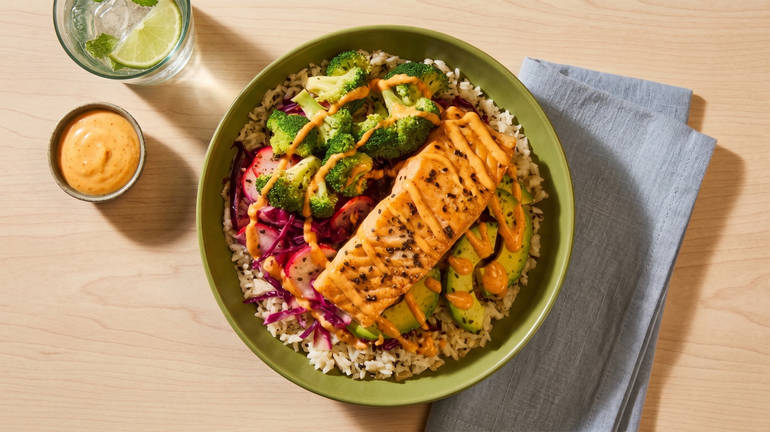 Sticky Bang Bang Salmon Bowls