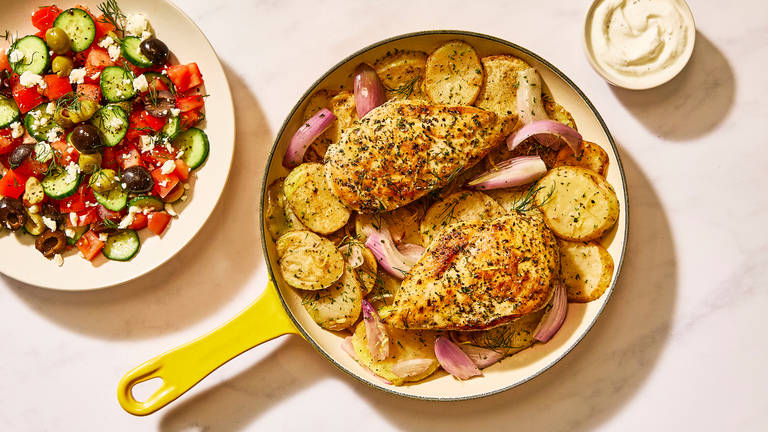 Tout-en-un : Poulet grec et pommes de terre au citron