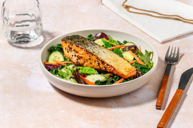 Sesame-Crusted Salmon & Rainbow Slaw