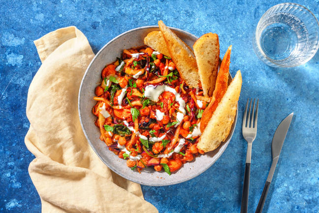 Tomatige Harissa-Aprikosen-Kichererbsen