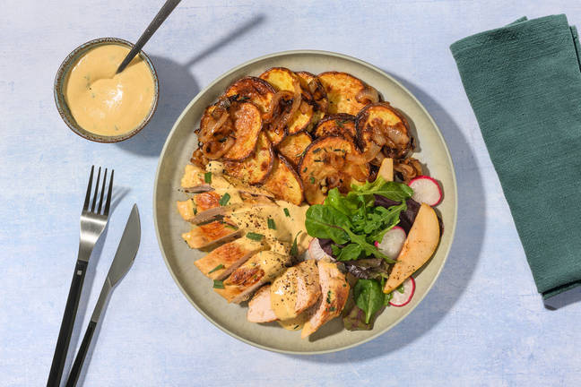 Fransk kyckling i krämig dragonsås