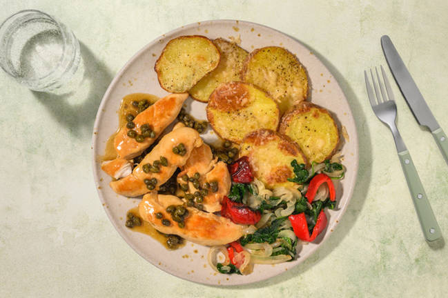 Stekt kyckling med citron- och kaprissås