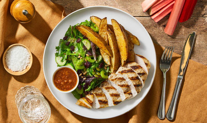 Grilled Chicken with Rhubarb BBQ Sauce