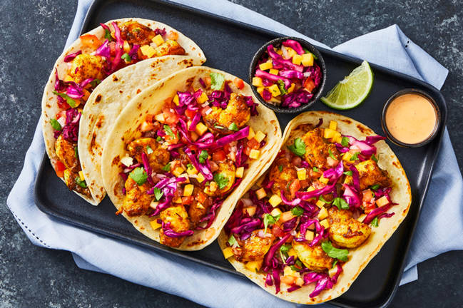 Tacos de crevettes géantes aux épices jerk