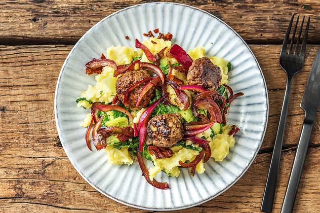 Andijviestamppot met gehaktballetjes