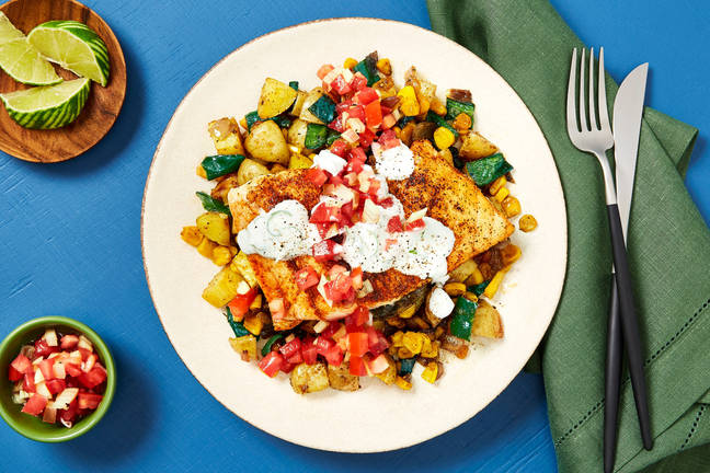 Barramundi over Corn & Poblano Hash