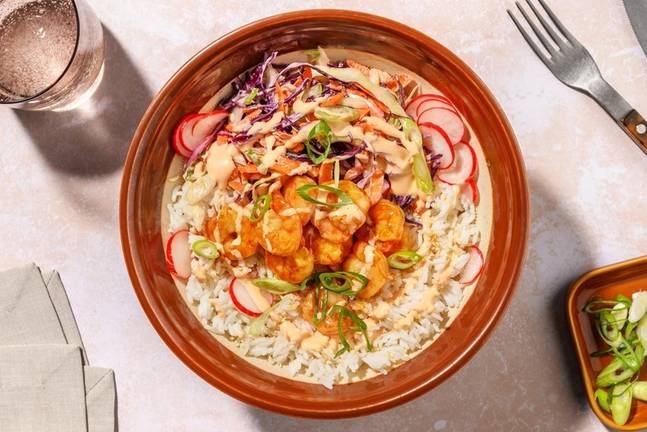 Firecracker Shrimp and Toasted Sesame Rice Bowls