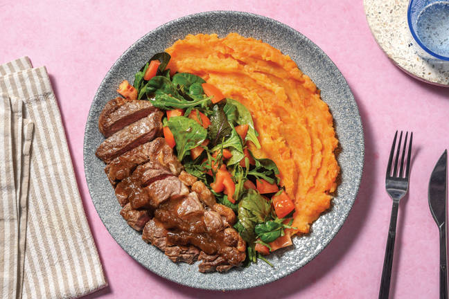 Seared Beef & Sticky Balsamic Onion Sauce