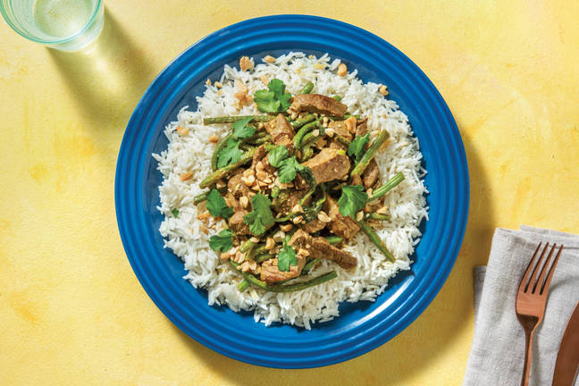 Bengali Beef Strip Curry with Rice & Peanuts