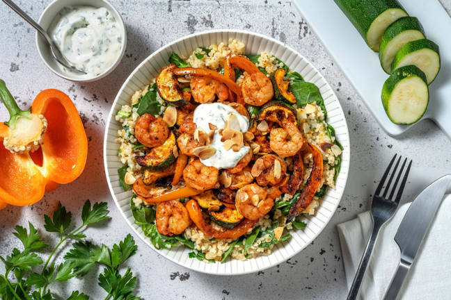 Bols de crevettes et de boulgour