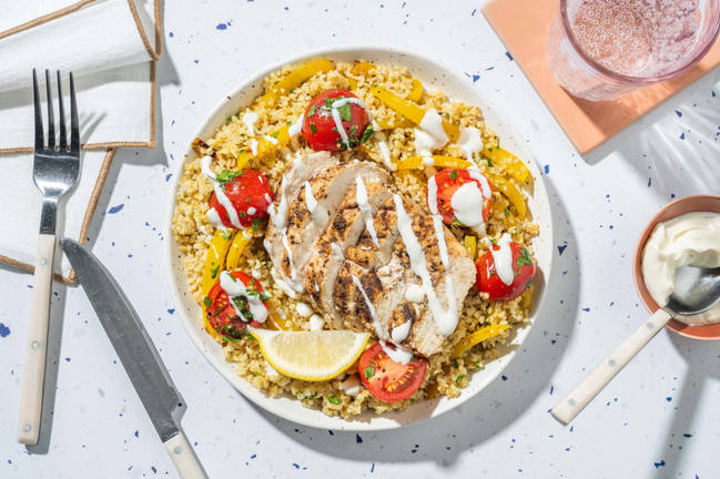 Roasted Shawarma-Spiced Chicken and Bulgur