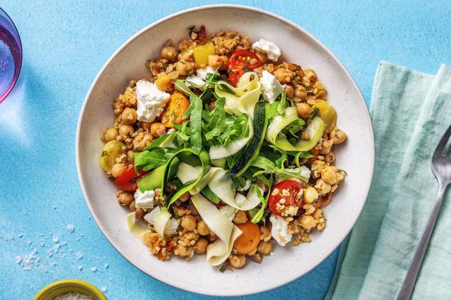 Greek-Inspired Bulgur and Chickpea Jumble