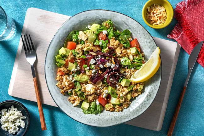 Bulgur-linzensalade met avocado en feta