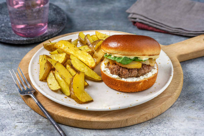 Goat Cheese and Pear-Topped Beef Burgers