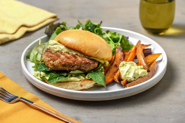 California Beef-and-Pork Burgers with Grilled Sweet Potatoes