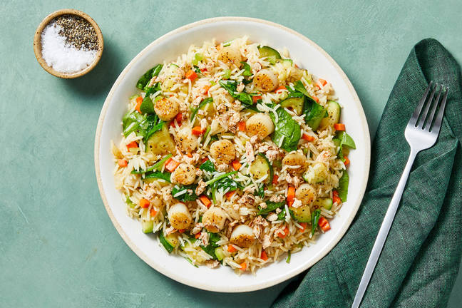 SuperQuick Scallops-and-Rice Skillet