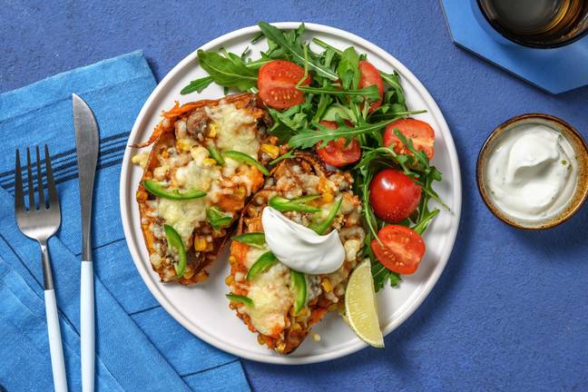Cheesy Mexican Style Stuffed Sweet Potato