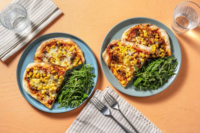 Chorizo, Mushroom and Sweetcorn Naanizza