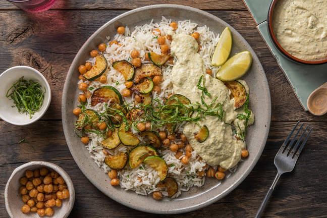 Courgettedip met geroosterde kikkererwten