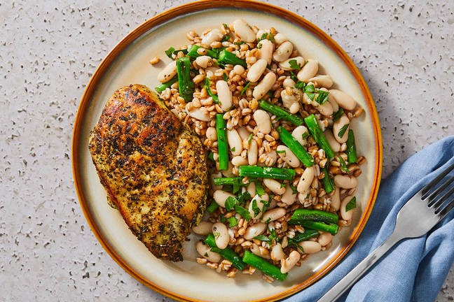 Pan-Seared Chicken with Two-Bean Salad