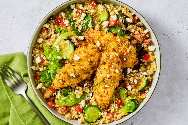 Filets de poulet en croûte de graines