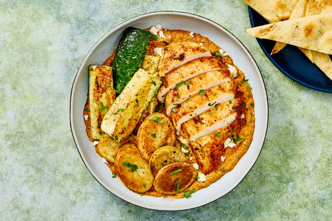 Poulet fumé à la sauce romesco