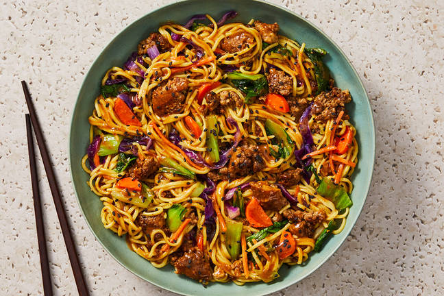 Chow Mein-Style Noodles with Beef and Pork
