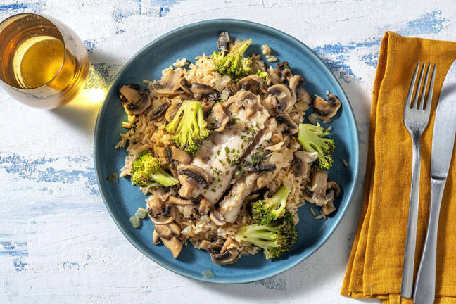 Schelvis in romige champignonmarinade