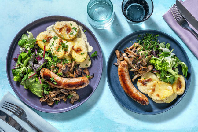 Gratin dauphinois met varkensworst