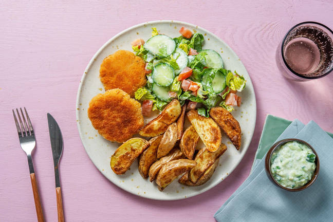 Handgemachte Fish Cakes mit Zaziki