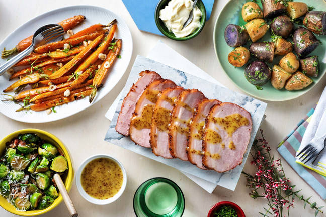 Beenham met honing-mosterdmarinade