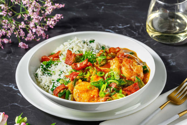 Jumbo Shrimp-Bacon Étouffée Stew