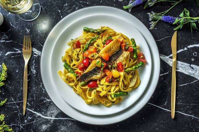 Pan Fried Sea Bass and Fresh Tagliatelle