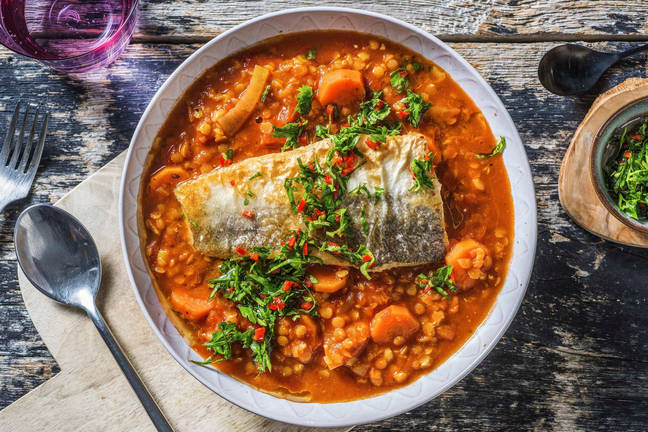 Linsensuppe mit Seehecht