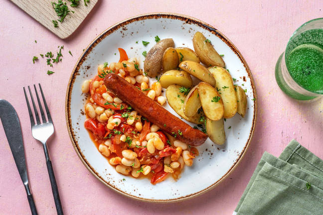 Rundermerguez met kruidige bonenstoof