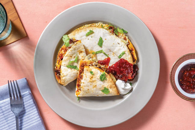 Oven-Baked Beef & Corn Quesadillas