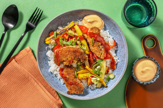 Panierter Portobello mit Sweet-Chili-Ketchup