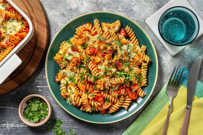 Pâtes aux tomates séchées et légumes rôtis
