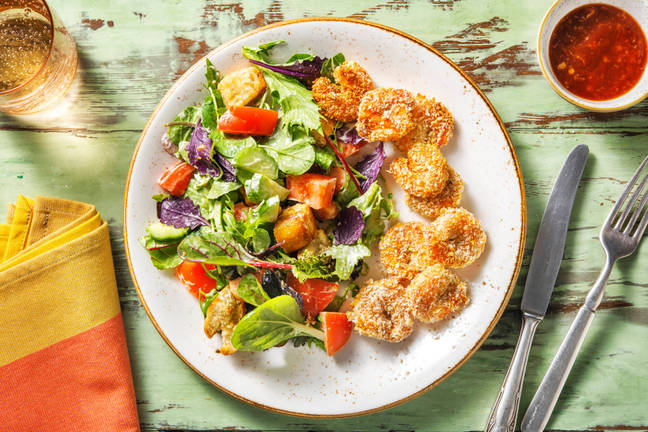 Popcorn Shrimp and Chopped Salad