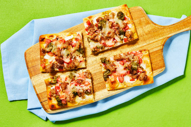 Pork Sausage Pesto Flatbreads