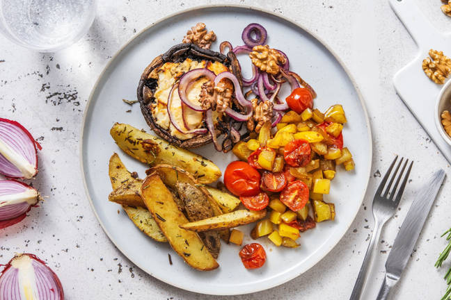 Portobello farci au fromage de chèvre et aux noix