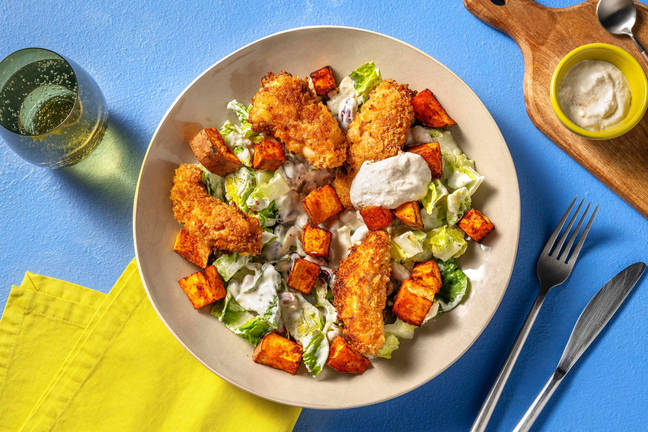 Chicken Bites mit Süßkartoffel-Bohnen-Salat